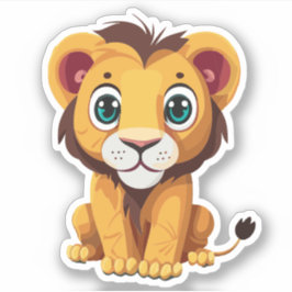 Pegatina Dibujo animado de león adorable