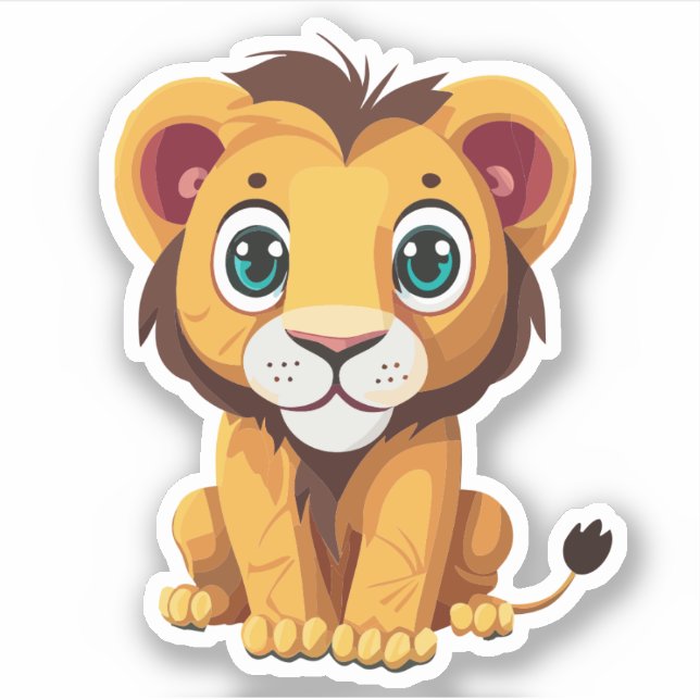 Pegatina Dibujo animado de león adorable (Anverso)