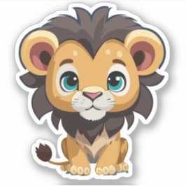 Pegatina Dibujo animado de león adorable