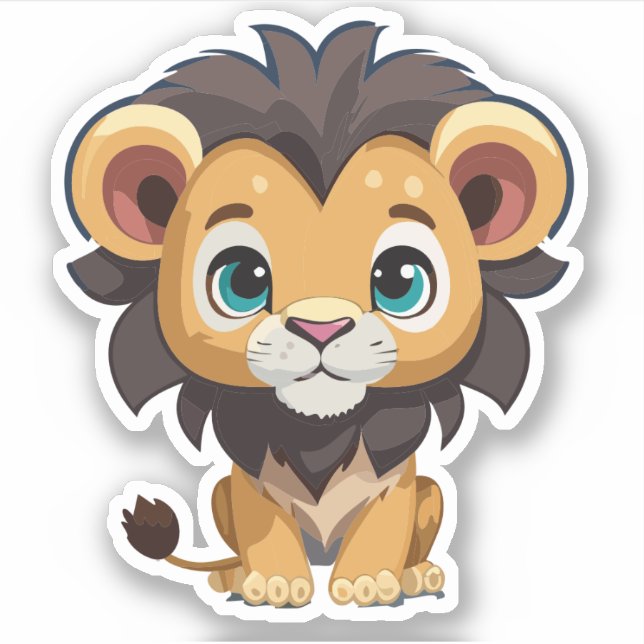 Pegatina Dibujo animado de león adorable (Anverso)