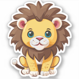 Pegatina Dibujo animado de león adorable