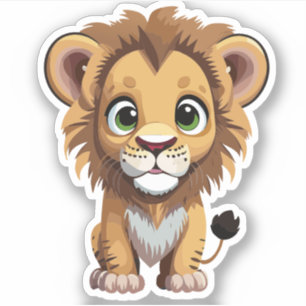 Pegatina Dibujo animado de león adorable