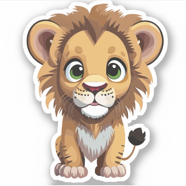 Pegatina Dibujo animado de león adorable (Anverso)
