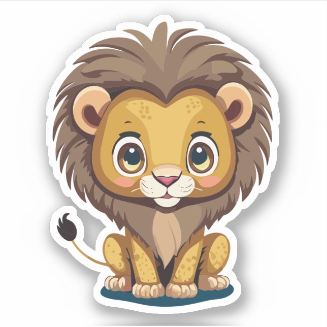 Pegatina Dibujo animado de león adorable (Anverso)