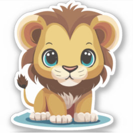 Pegatina Dibujo animado de león adorable