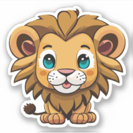 Pegatina Dibujo animado de león adorable
