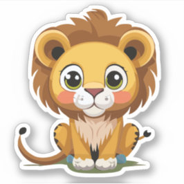 Pegatina Dibujo animado de león adorable