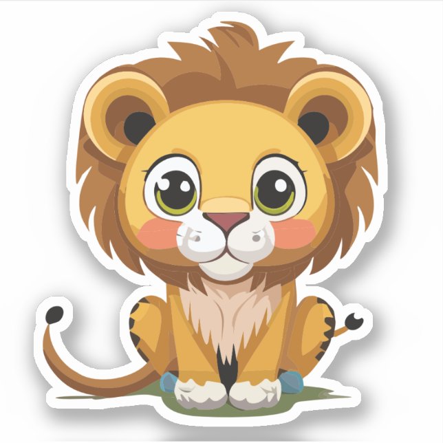 Pegatina Dibujo animado de león adorable (Anverso)