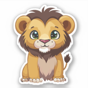 Pegatina Dibujo animado de león adorable