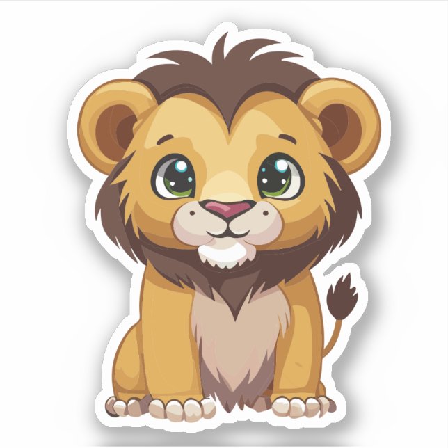 Pegatina Dibujo animado de león adorable (Anverso)