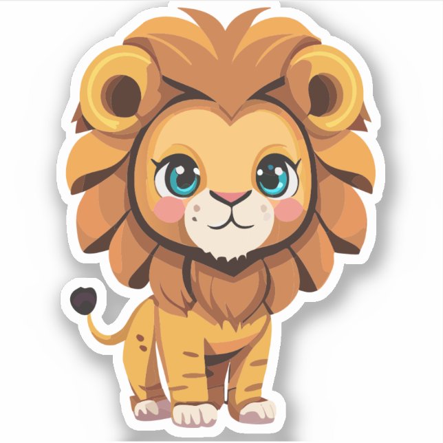 Pegatina Dibujo animado de león adorable (Anverso)