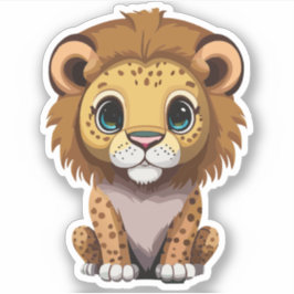Pegatina Dibujo animado de león adorable