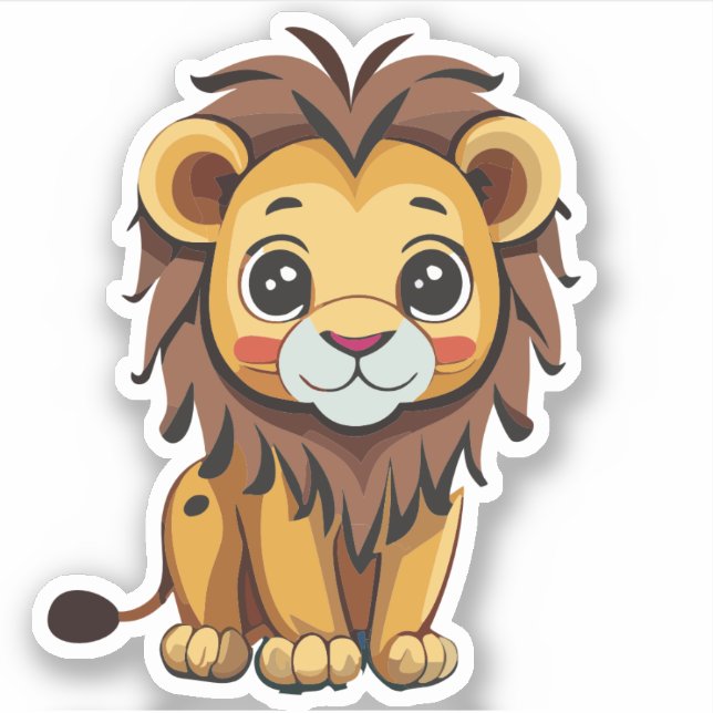 Pegatina Dibujo animado de león adorable (Anverso)