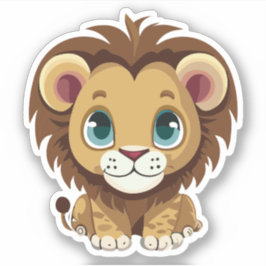 Pegatina Dibujo animado de león adorable