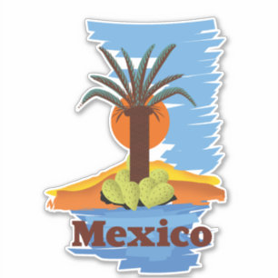 Pegatina Dibujo animado de palma mexicana vintage