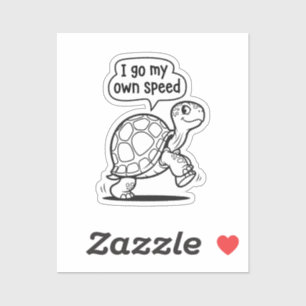 Pegatina Dibujo animado de tortuga motivacional lindo