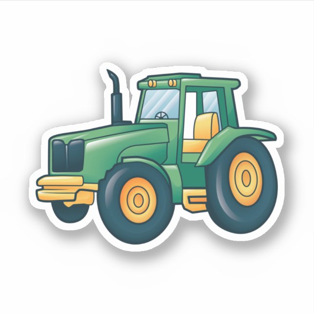 Pegatina Dibujo animado de tractor verde (Anverso)