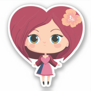 Pegatina Dibujo animado infantil de corazón lindo