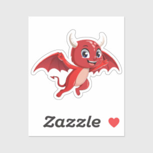 Pegatina Dibujo animado lindo diablo volador