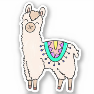 Pegatina dibujo de animales personalizados de llama feliz s