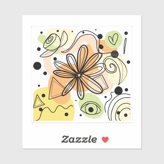 Pegatina Dibujo de arte abstracto colorido (Hoja)