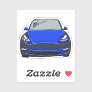 Pegatina Dibujo de auto SUV de vehículo eléctrico azul