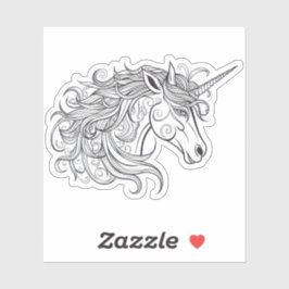 Pegatina Dibujo de cabeza de unicornio pequeño