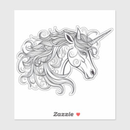 Pegatina Dibujo de cabeza de unicornio pequeño