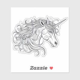 Pegatina Dibujo de cabeza de unicornio pequeño