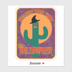 Pegatina Dibujo de Cactus de Halloween Demasiado Caliente N
