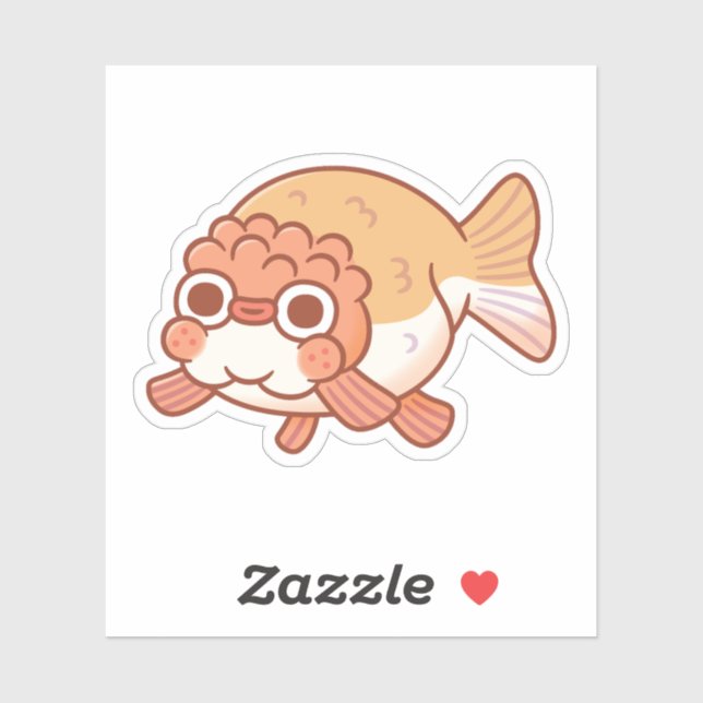 Pegatina Dibujo de Goldfish Ranchu Derpy Lindo (Hoja)