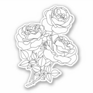 Pegatina Dibujo de líneas mínimas de rosas
