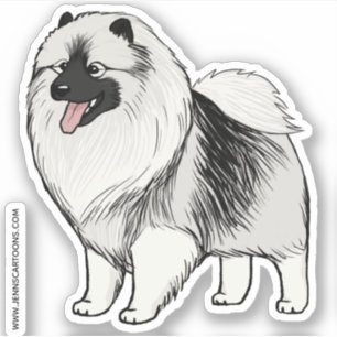 Pegatina Dibujo de Perro de Cute Keeshond Cartog Keesie Vin