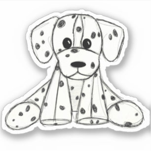 Pegatina Dibujo de perro de peluche dálmata contorno simple