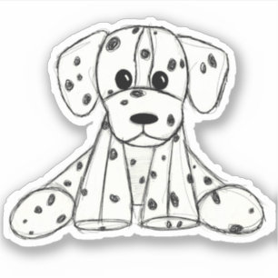 Pegatina Dibujo de perros rellenos dálmatas esquema simple