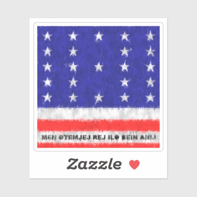 Pegatina Dibujo de pintura de aceite del atolón de Bikini (Hoja)