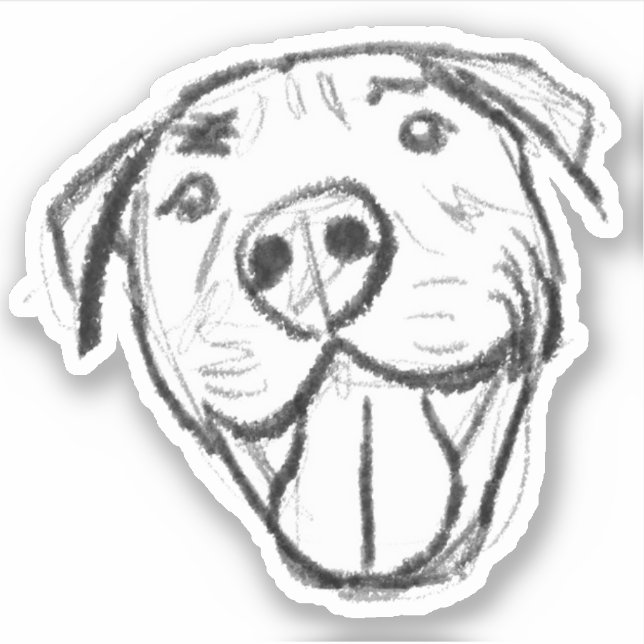 Pegatina dibujo de pitbull simple amantes de perros blanco  (Anverso)