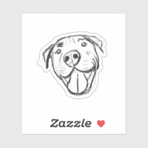 Pegatina dibujo de pitbull simple amantes de perros blanco 