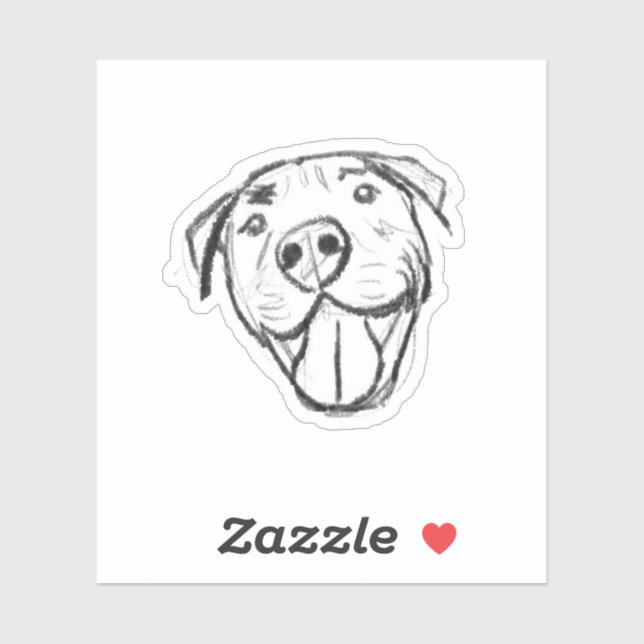 Pegatina dibujo de pitbull simple amantes de perros blanco  (Hoja)