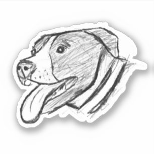 Pegatina dibujo de pitbull simple amantes de perros blanco