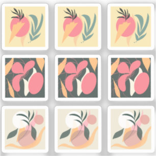 Pegatina Dibujo de plantas abstractas enmarcado