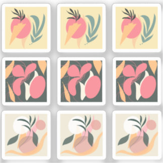 Pegatina Dibujo de plantas abstractas enmarcado