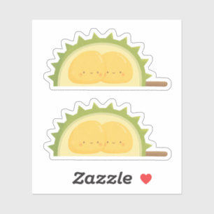 Pegatina Dibujo de semillas de fruta de durián lindas abraz