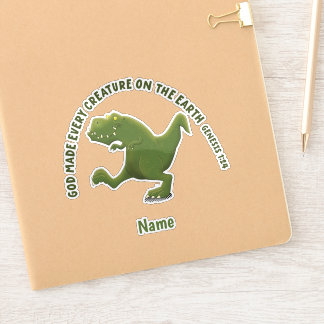 Pegatina Dibujo divertido de T rex, Dios hizo a todas las c