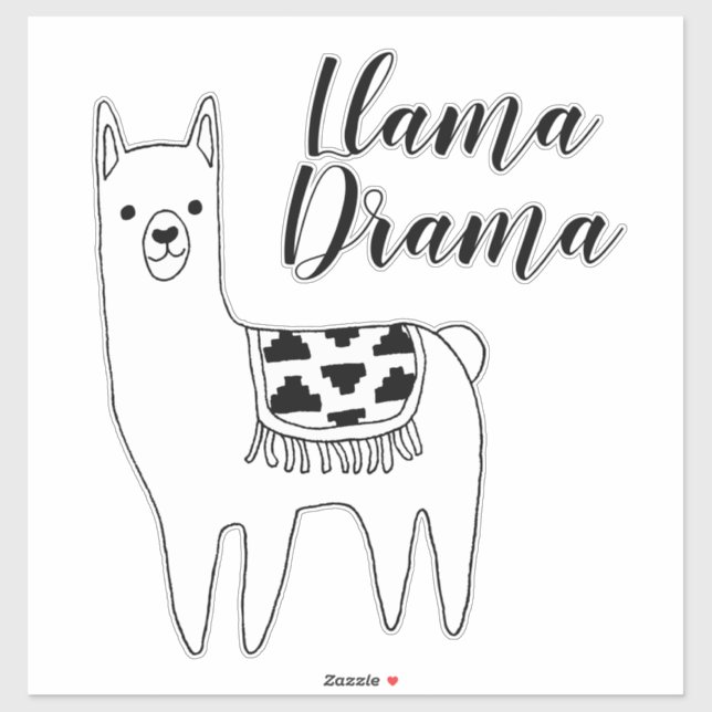 Pegatina Dibujo moderno moderno de llama Llama Drama Script (Hoja)
