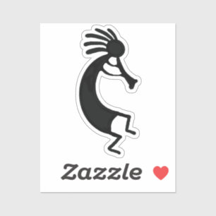Pegatina Dibujo simple de Kokopelli en negro