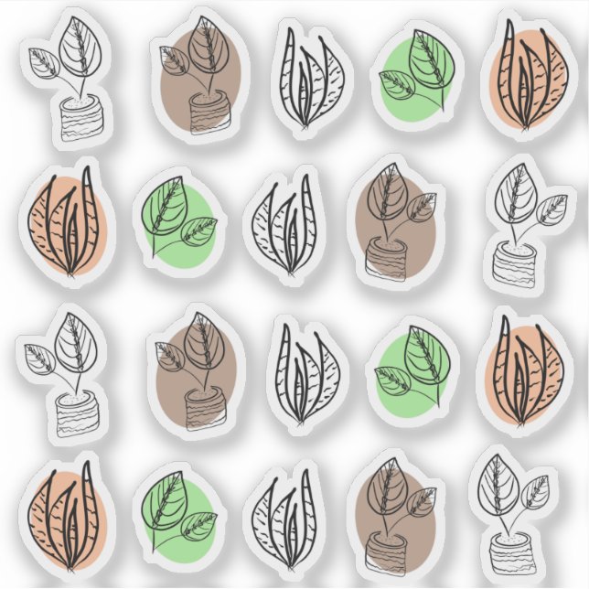 Pegatina Dibujos abstractos de plantas (Anverso)