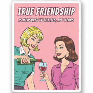 Pegatina Dibujos divertidos de vino retro con humor para me