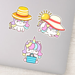 Pegatina Dibujos divertidos y lindos de unicornios kawaii c