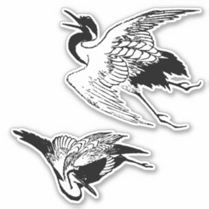 Pegatina Dibujos japoneses del vintage de una grúa